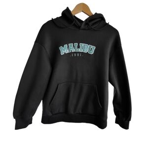 Shein Sweatshirt Hoodie Womens M Black Malibu 1991